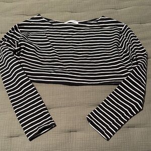 Chic Black and White Striped Crop Top